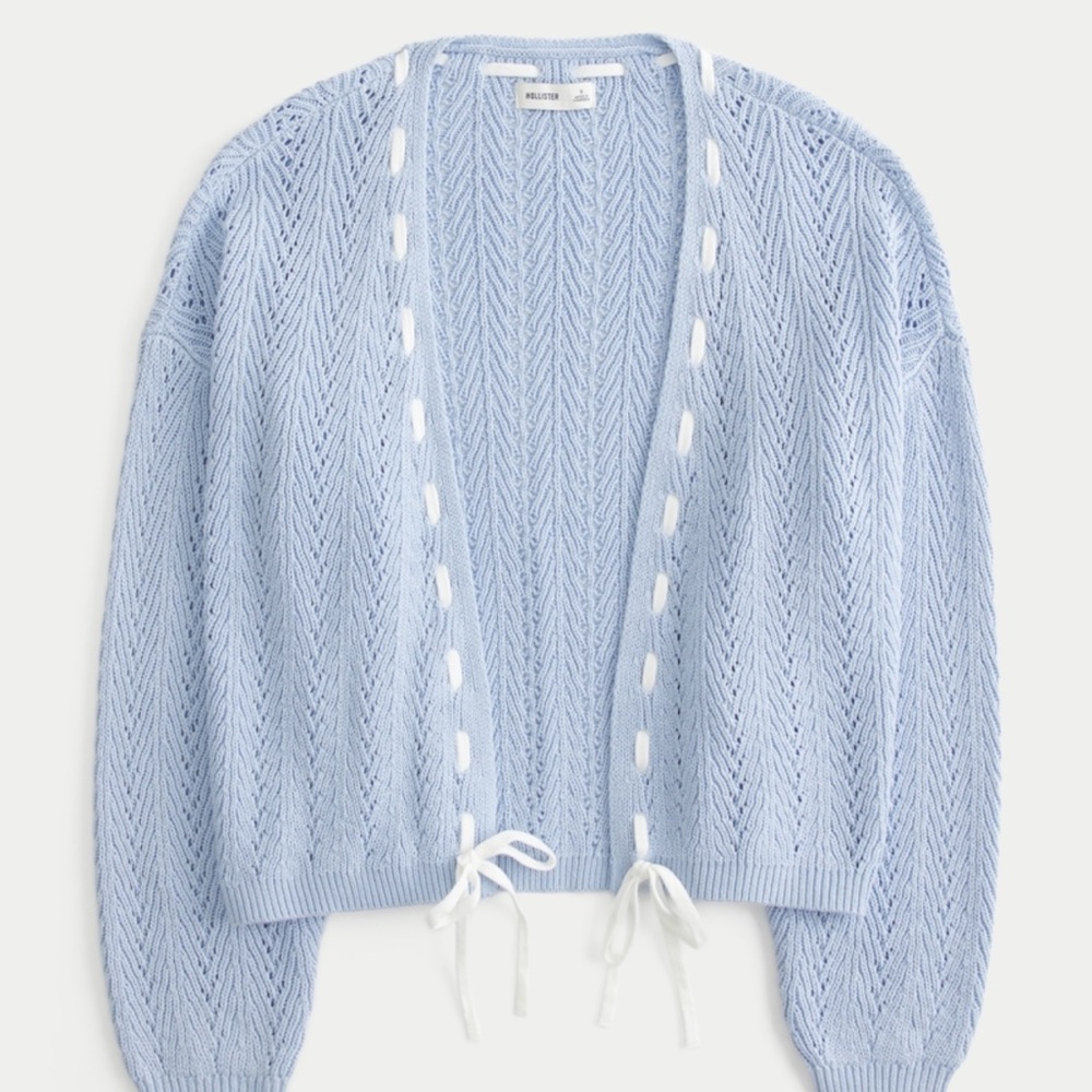 Dusky blue Easy Textured No-Close Cardigan - M